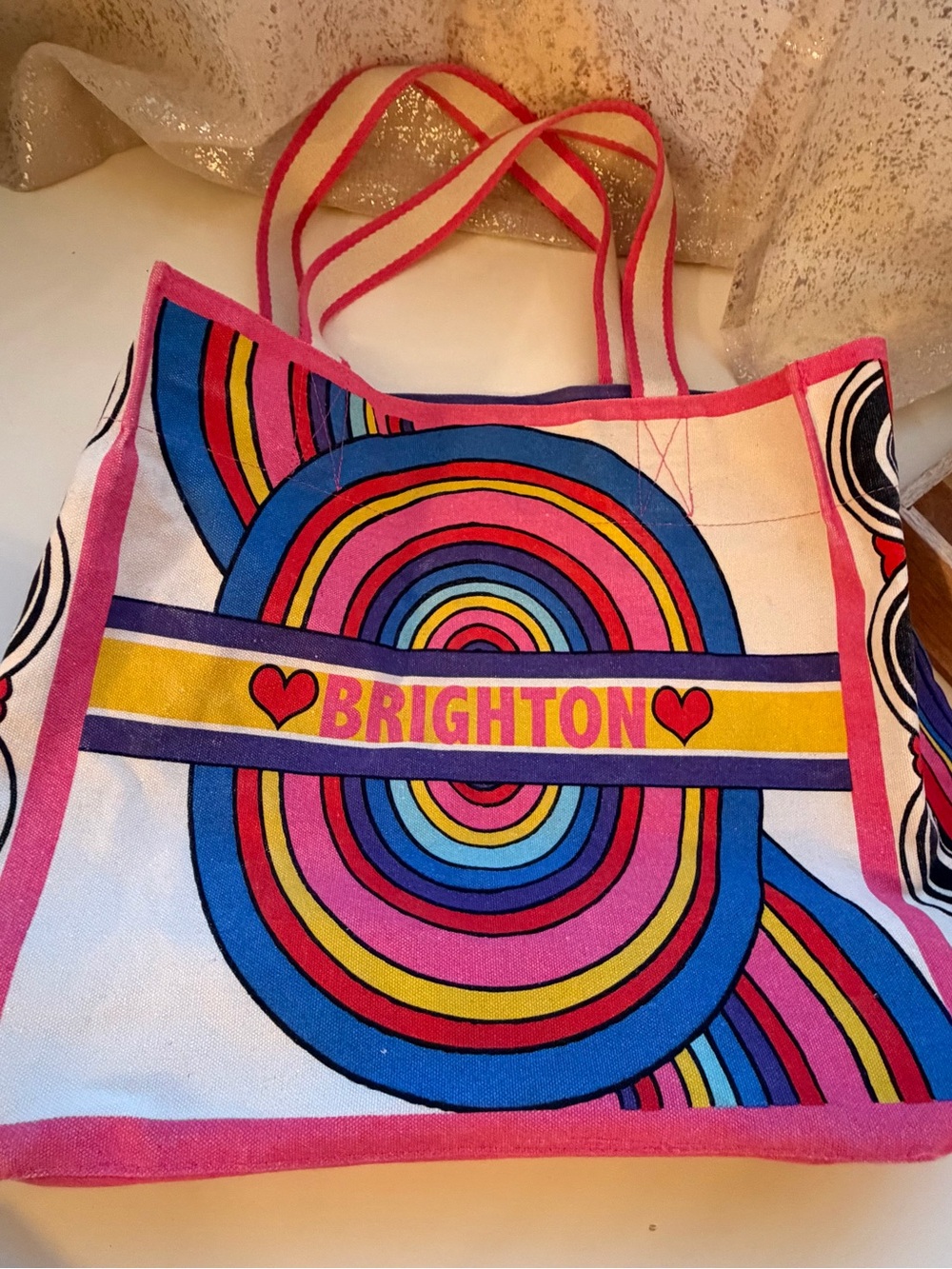 Brighton "Love To Be Bold" Rainbow Canvas Tote Bag